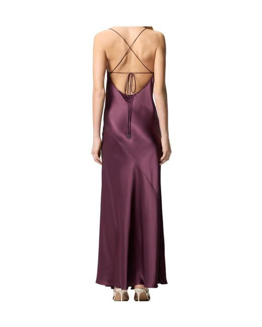 Pinko Purple Farro Satin Slip Dress