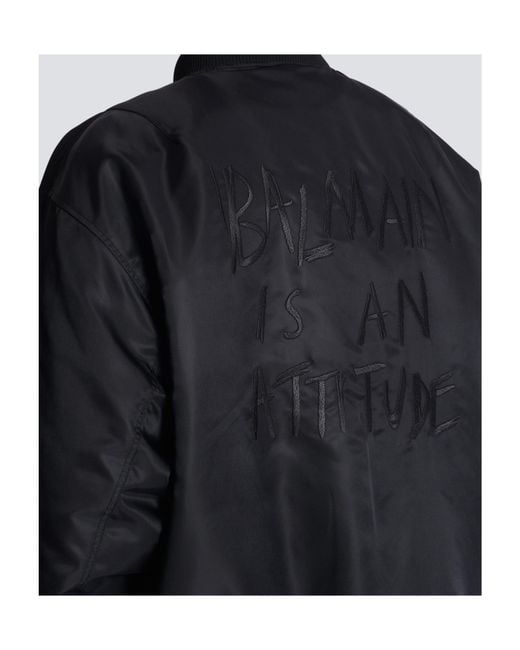 Balmain Black Printed Bomber Jacket for men