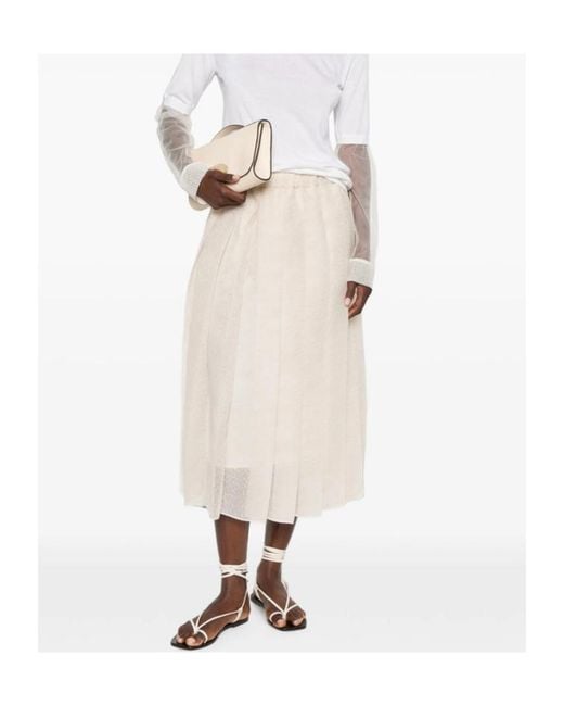 Fabiana Filippi Natural Pleated Midi Skirt