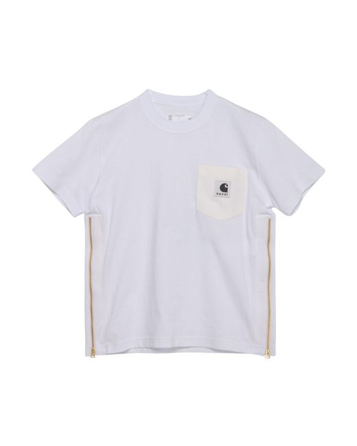 Sacai White X Carhartt Wip Logo Patch Crewneck T-Shirt