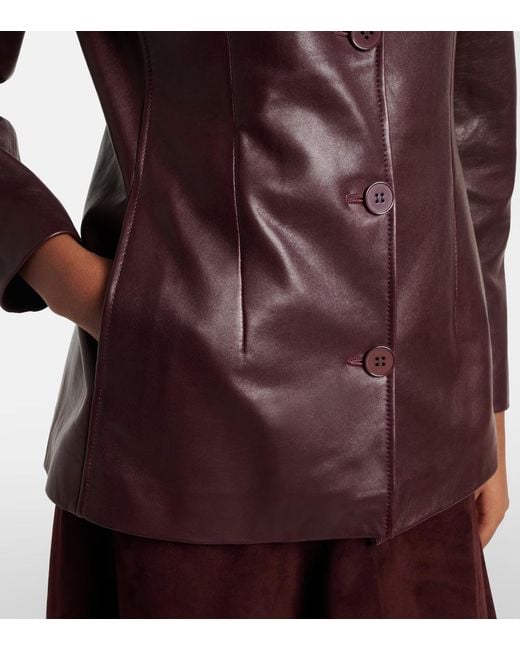 Nour Hammour Purple Maud Leather Blazer
