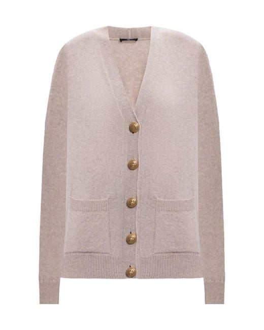 Balmain Pink Button-Detailed Patch-Pocket Cardigan