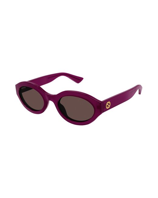 Gucci Purple Eyewear Oval Frame Sunglasses
