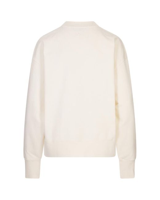 MSGM White Long-Sleeved Crewneck Sweatshirt