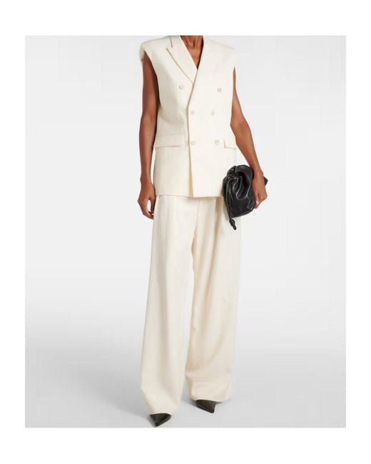 Wardrobe NYC White Low-Rise Wide-Leg Casual Pants