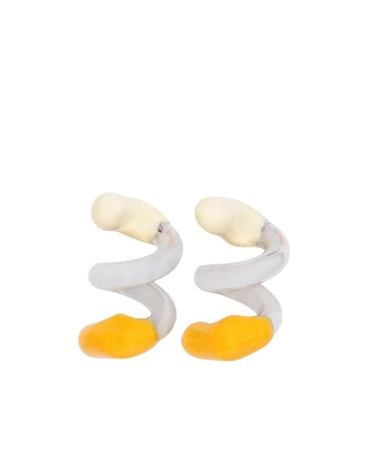 Sunnei Yellow Fusillo Rubberized Swirl Earrings