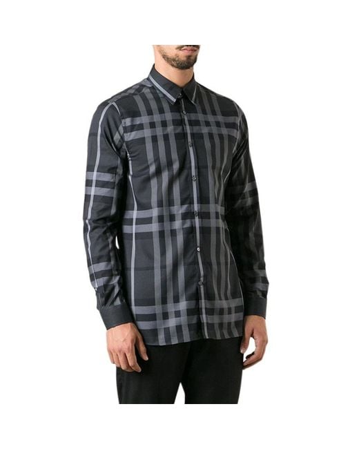 Burberry Black Checkered Detail Shirt for men