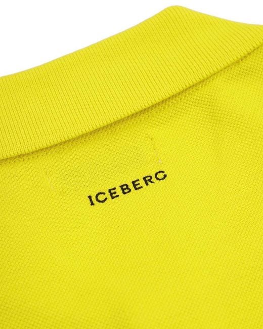 Iceberg Yellow Printed Pattern Polo Shirt for men