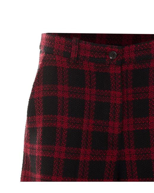 Pinko Red Check-Pattern Knee-Length Shorts