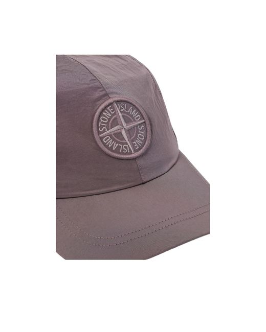 Stone Island Purple Baseball Cap With Compass Embroidery for men