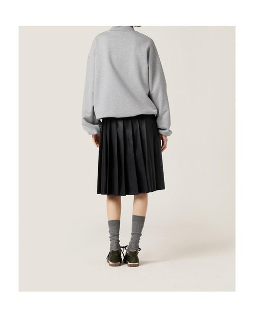 Miu Miu Gray Cotton Fleece Zipper Sweatshirt