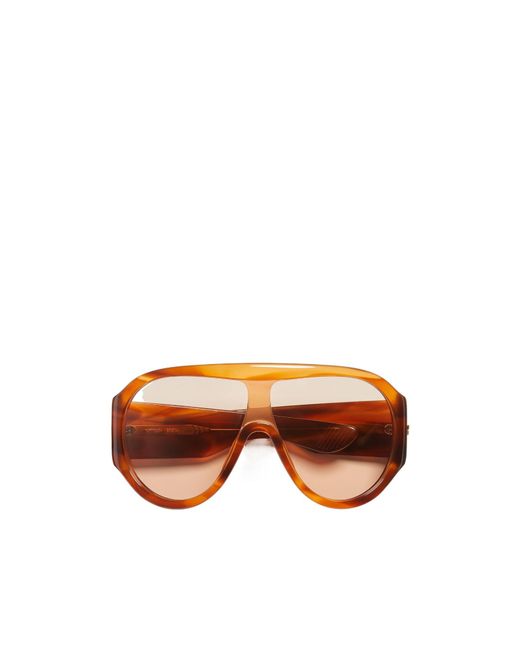 Bottega Veneta Orange Eyewear Shield Frame Sunglasses