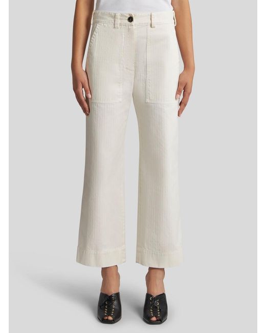 Etro White Straight-Cut Gabardine Trousers