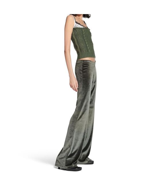 Balenciaga Gray Velvet Flared-Leg Pants