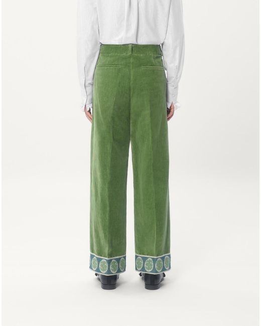 Valentino Green Jacquard-Hem Straight Leg Trousers for men