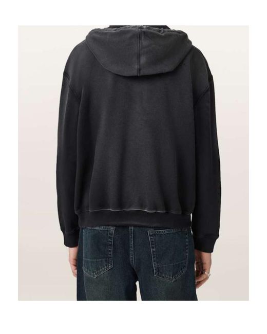 AllSaints Black Roque Graphic-Print Hoodie for men