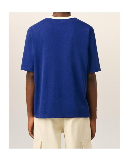 AMI Blue Printed Cotton Thank You For Being A Friend T-Shirt for men
