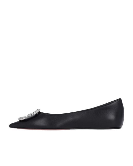 AMINA MUADDI Black Pointed Flat Shoes