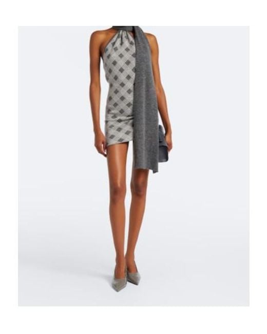 AYA MUSE Gray Axis Wool-Blend Minidress