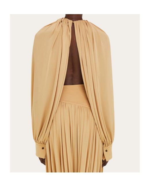Ferragamo Natural Long-Sleeve Blouse