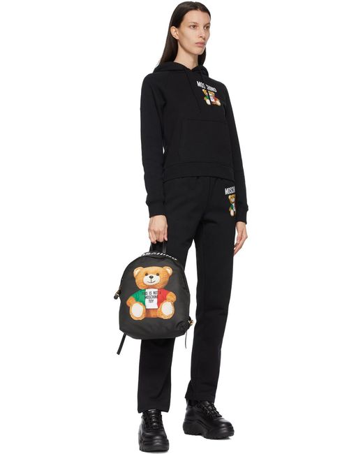 Moschino Black Teddy Bear-Print Hoodie