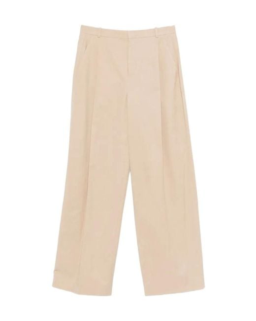 Vince Natural Pleated Wide-Leg Pants