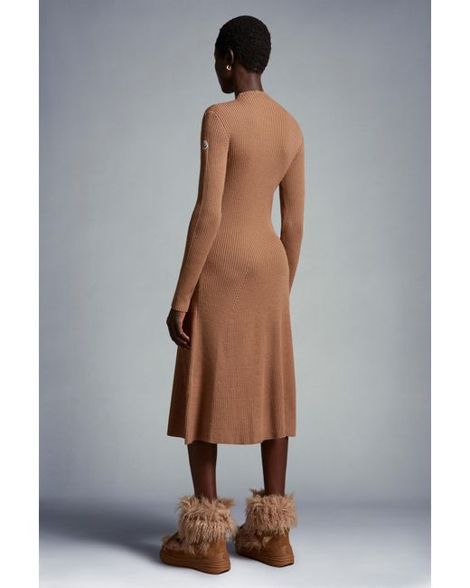 Moncler Brown Logo Patch Ribbed Dress