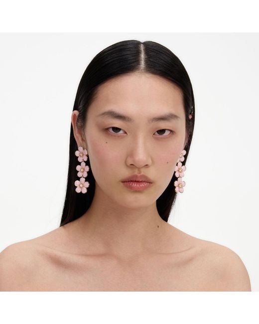 Self-Portrait White Enamel Flower Tiered Earrings