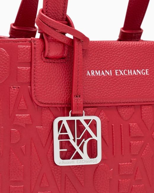 ARMANI EXCHANGE Red Tote Shopping Bag With Coated Belts