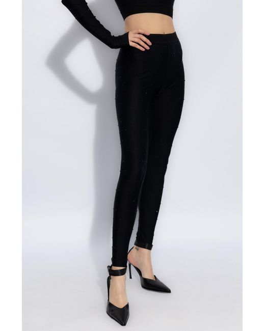 Versace Jeans Black Couture Rhinestone Embellished Leggings