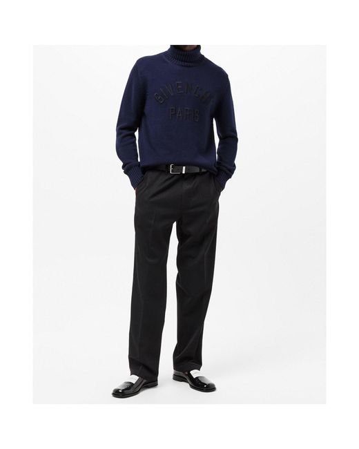 Givenchy Blue High-Neck Knit Sweater for men