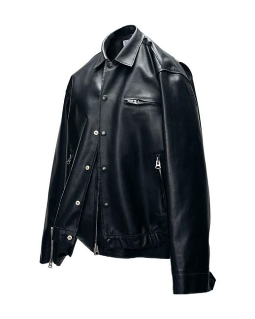 Sacai Black Leather Blouson for men