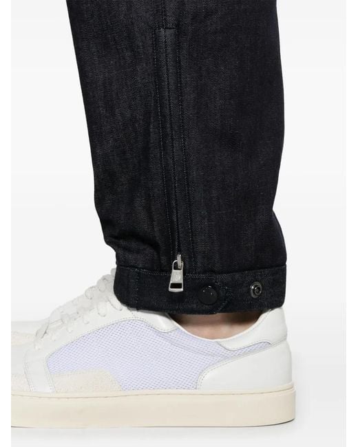 Moncler Blue Logo-Patch Tapered Trousers for men