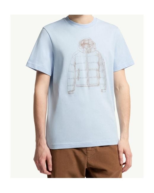 Moncler Blue Down Jacket Print Cotton T-Shirt for men