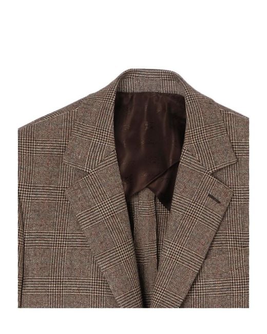 Burberry Brown Check Wool Linen Blend Sloane Tailored Jacket for men