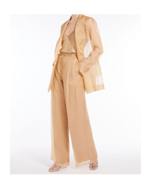 Max Mara Natural Pianoforte Pleat Detailed Wide Leg Pants