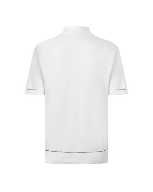 Brioni White Knit Polo Shirt for men