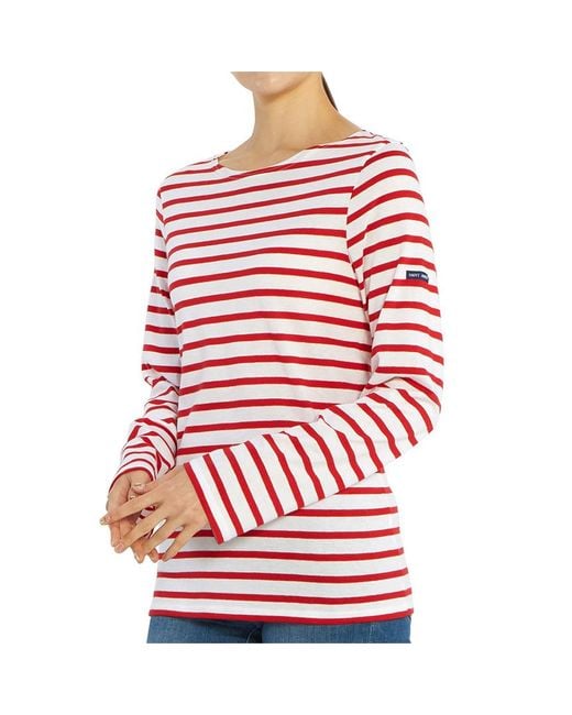 Saint James Red Striped Graphic T-Shirt for men