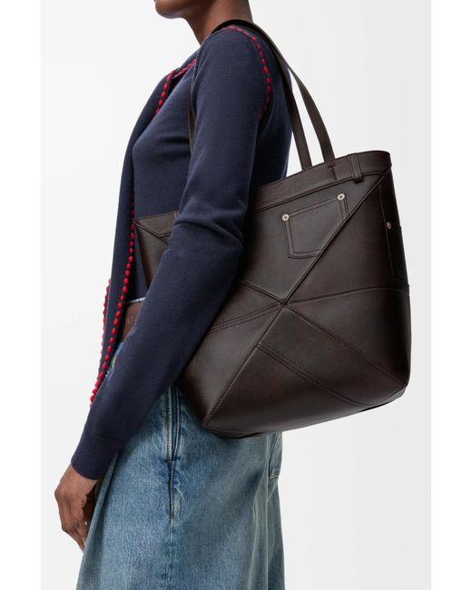 Loewe Black Bags Panta Medium Puzzle Fold Tote Bag
