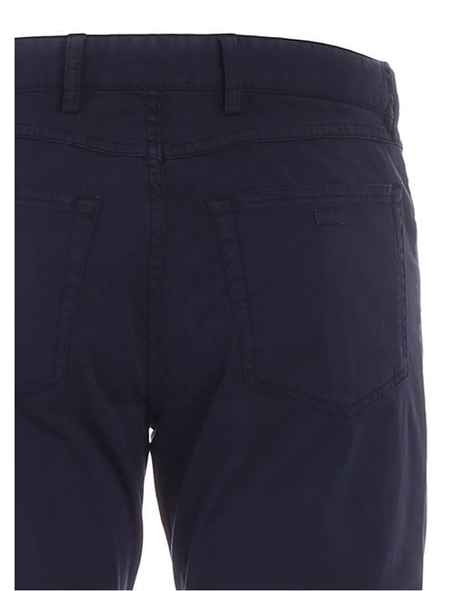 Paul & Shark Blue Slim-Cut Straight Trousers for men