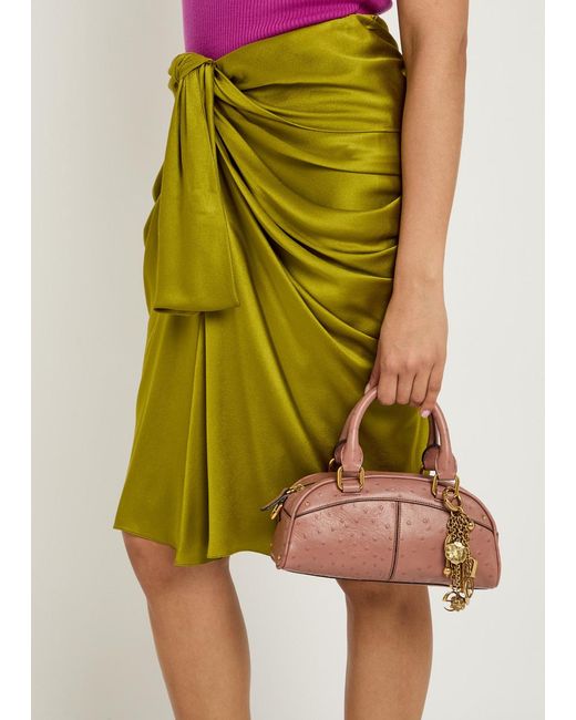 Chloé Green Draped Silk Knee-Length Skirt