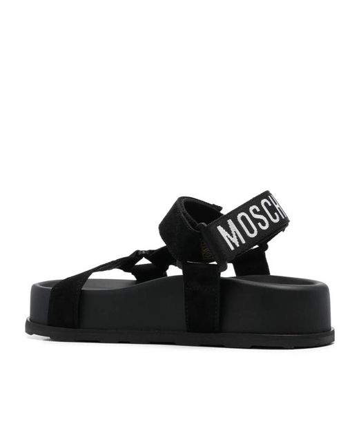 Moschino Black Touch-Strap Fastened Open-Toe Sandals