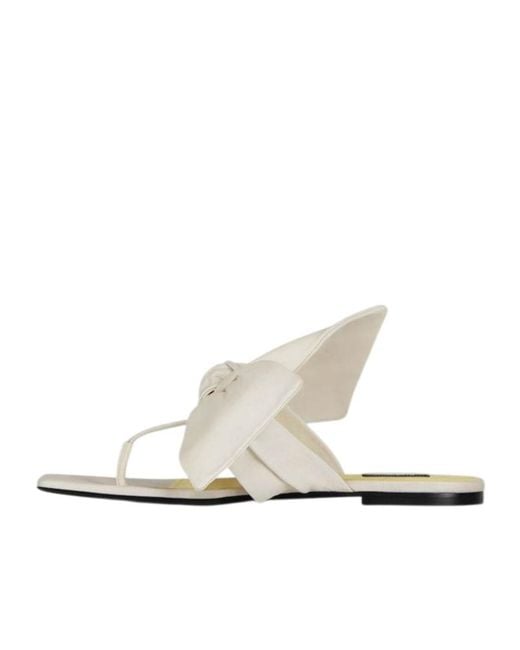 Givenchy White Boudoir Bow Thong Slides