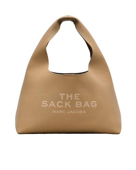 Marc Jacobs Natural The Sack Logo Detailed Shoulder Bag