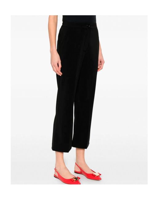 Patrizia Pepe Black Crepe Cropped Trousers