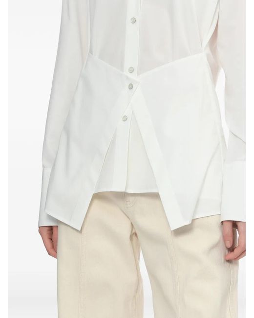 Helmut Lang White Button Asymmetric Cotton Shirt