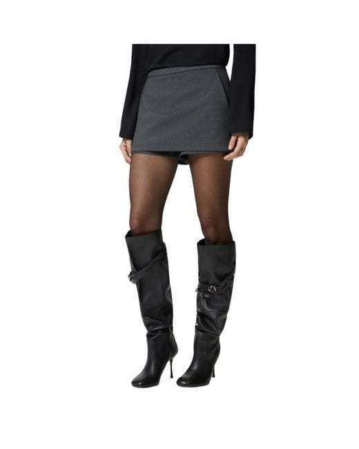 Pinko Black Skirt-Effect Shorts