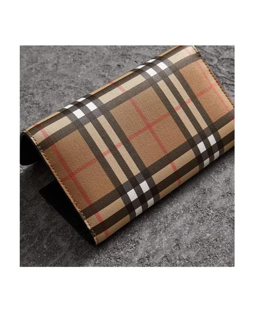Burberry Brown Long Checkered Purse for men