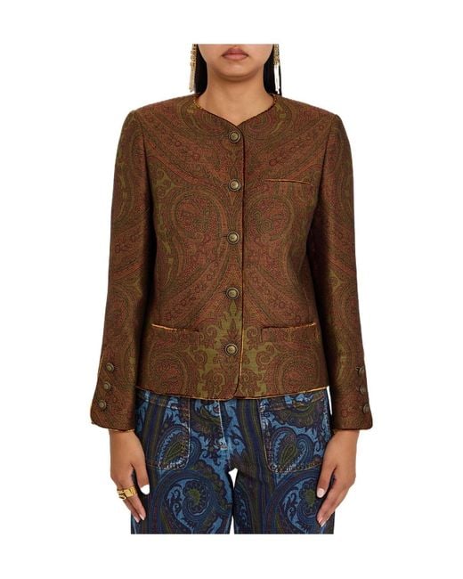 Etro Brown Paisley-Jacquard Tailored Woven Jacket