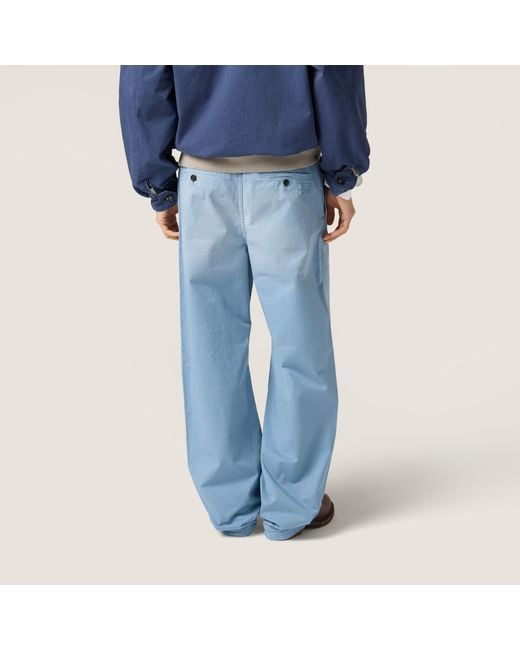 Miu Miu Blue Garment-Dyed Twill Pants